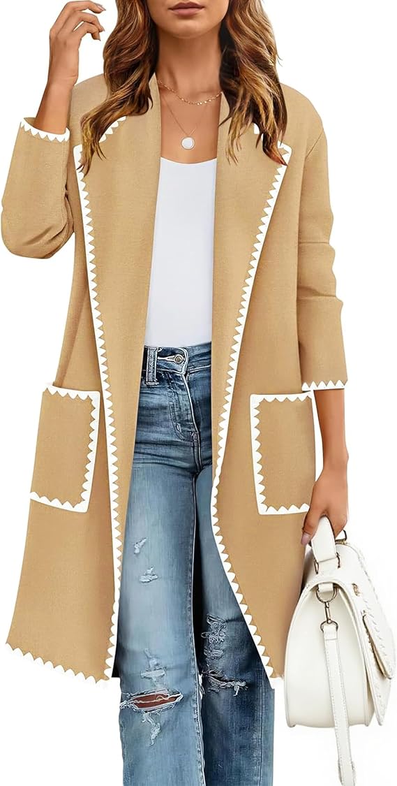 Women's Long Cardigan Sweaters, 2025 Fall Fashion Casual Oversized Knit Open Front Coatigan Jacket Coat Outfits