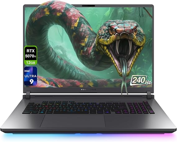 ASUS ROG Strix G18 Gaming Laptop, Intel Ultra 9-275HX, 32 GB DDR5 RAM, 2 TB PCIe SSD, 18" 2.5K (2560x1600) 240Hz Nebula Display, N-vidia G-Force RTX 5070Ti, 4-zone RGB Keyboard, W11 Home, Eclipse Gray