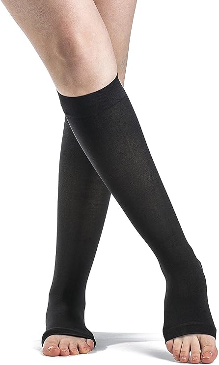 SIGVARIS SOFT OPAQUE 840 Open Toe Calf Compression Socks 15-20mmHg