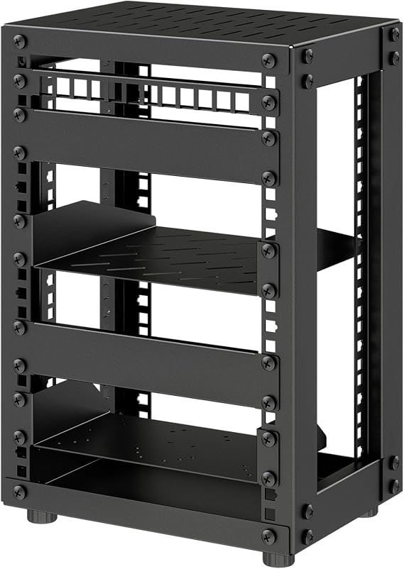 8U Server Cabinet, 10 inch Mini Server Rack for Network, Servers, A/V Equipment and DIY Projects, 7.87 inch Depth, Black