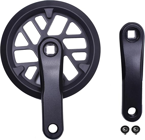PROWHEEL Junior & Kids Crankset,76MM/89MM/102MM/114MM/127MM/140MM/152MM/160MM/165MM 25T/28T/30T/32T/36T Square Hole Bike Crank Arm Set,Double ChainWheel and Replacement Chain Guard