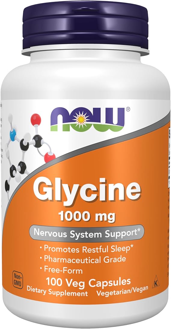 NOW Foods Supplements, Glycine 1,000 mg Free-Form, Neurotransmitter Support*, 100 Veg Capsules