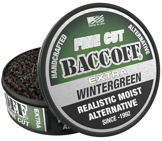 1 Can, BaccOff Extra Wintergreen Fine Cut, Bold Wintergreen Flavor