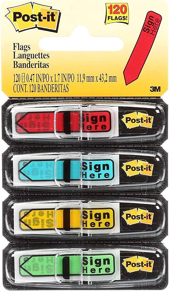 Post-it Arrow Flags, 1/2-Inch Wide, 24/Dispenser, 4-Dispensers/Pack
