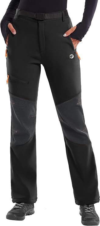 IUGA Snow Pants Womens Ski Waterproof Softshell Insulated Hiking Outdoor | Windproof Snowboard Pants, Fleece Lined, Warm, Water Resistant, 4 Secure Zip Pockets, Adjustable, Rain, Winter Snowpants