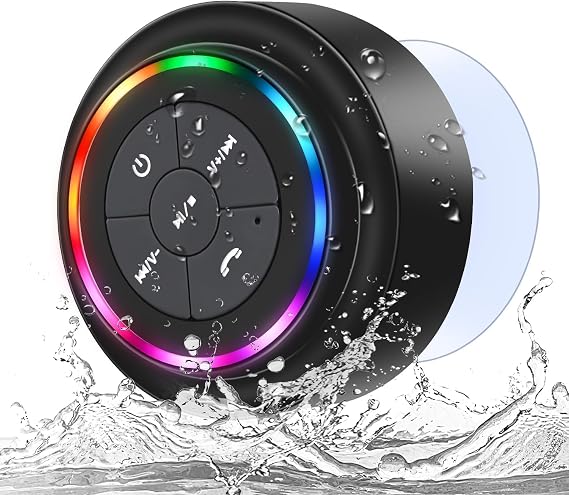 Bluetooth Shower Speaker, Portable LED Wireless Speaker Gift for Men Teens