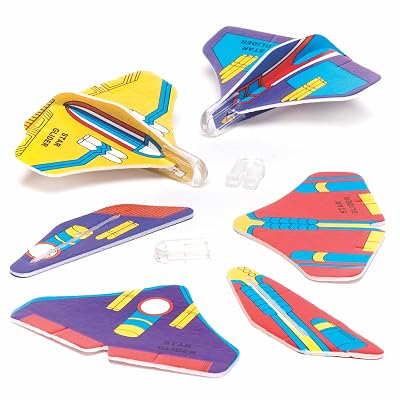 Baker Ross O48A Mini Space Gliders - Pack of 12, for Kids Party Bag Favors and Pocket Money Toys
