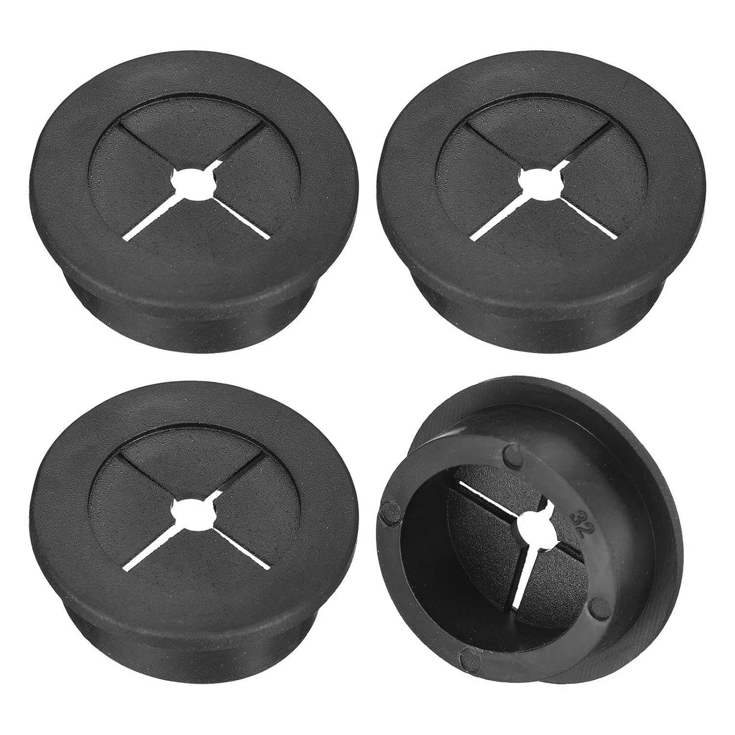 uxcell 4 Pcs Cable Cord Grommet, 1-14 Inch 32mm Desk Grommet Flexible Rubber Grommets Wire Hole Cover Pass Through for Office Computer Desk Wire Organizer, Black