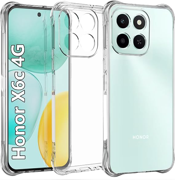 USTIYA Case for Honor X6C Clear TPU Four Corners Military-Grade Protection Cover Transparent Soft funda