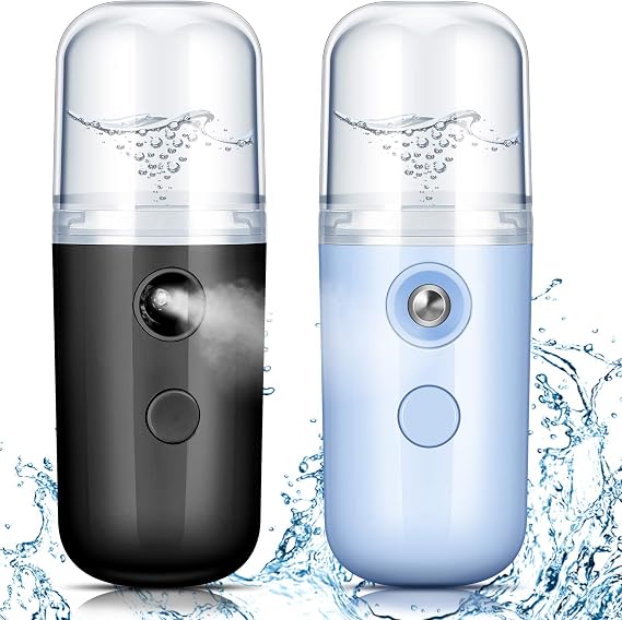 Honoson 2 Pack Nano Facial Mister Portable Sprayer(Black and Blue)
