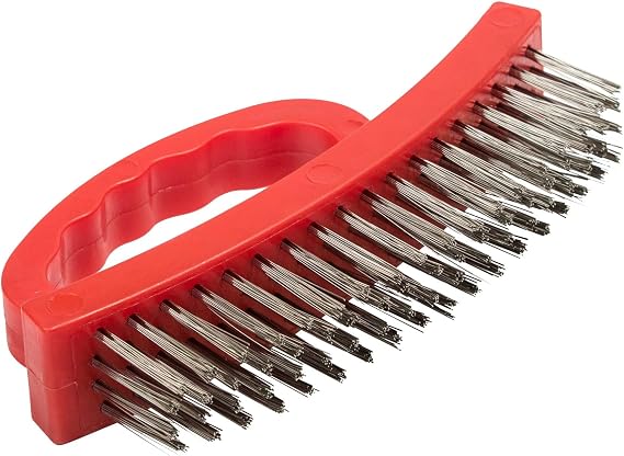 Steelman Wire Brush for Mechanics and Painters, Stainless Steel Bristles Remove Rust, Paint, and Debris, Contour Grip Handle, 6.5-inches