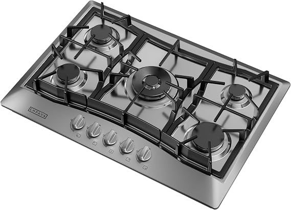 Empava 30 in. Gas Stove Cooktop with 5 3rd Gen Italy Sabaf Sealed Burners in Stainless Steel, 30 Inch | Empava 30 in. Gas Stove Cooktop with 5 3rd Gen Italy Sabaf Sealed Burners in Stainless Steel