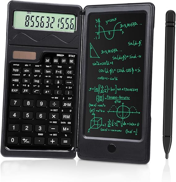Scientific Calculators for Students,10-Digit LED,Solar/Battery Power,Math Calculator with Notepad and Pen for Middle High School& College...