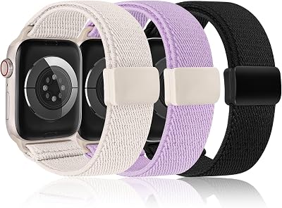 TOYOUTHS 3 Pack Stretchy Loop Band with Magnetic Clasp Compatible with Apple Watch Bands 4038414244454649mm, Nylon Braided Elastic Strap for iWatch Series 11 10 9 8 7 6 5 4 SEUltra 3 2 1