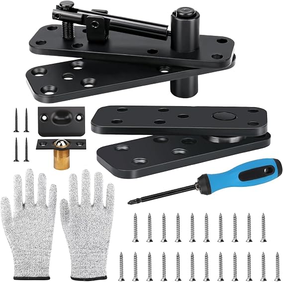 Heavy - Duty Hidden Door Hinge Kit,570Lbs Load-Bearing Thickened Solid Stainless Steel,Silent Operation,360 Rotation Pivot Hinge for Secret Doors Complete Installation Set