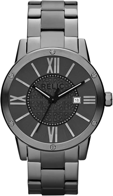 Relic by Fossil Men's Payton Stainless Steel Bracelet Watch, Three-Hand Date Gunmetal Gray, Analog Mens Watch