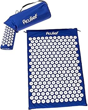 Aculief - Acupressure Mat and Pillow - Massage Mat Set - Stress and Pain Relief and Relaxation for Total Body Use - at Home and On-The-Go Use - 7000 Acupressure Points Dark Blue
