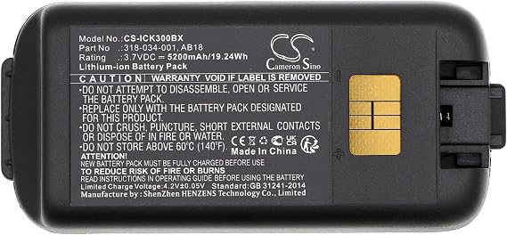 Barcode Scanner Replacement Battery for Intermec CK3X, CK3C, CK3A, CK3C1, CK3R, CK3N1, CK3, CK3N PN 318-034-001, AB18, AB17, 318-033-001, 318-033-021 5200mAh