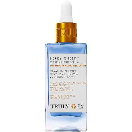 Truly Beauty Berry Cheeky Clearing Butt Serum Butt Acne Clearing Treatment - Body Acne Treatment For Bacne - Butt Acne Cream Serum - Thighs and Bum Acne Treatment - 3.1 OZ