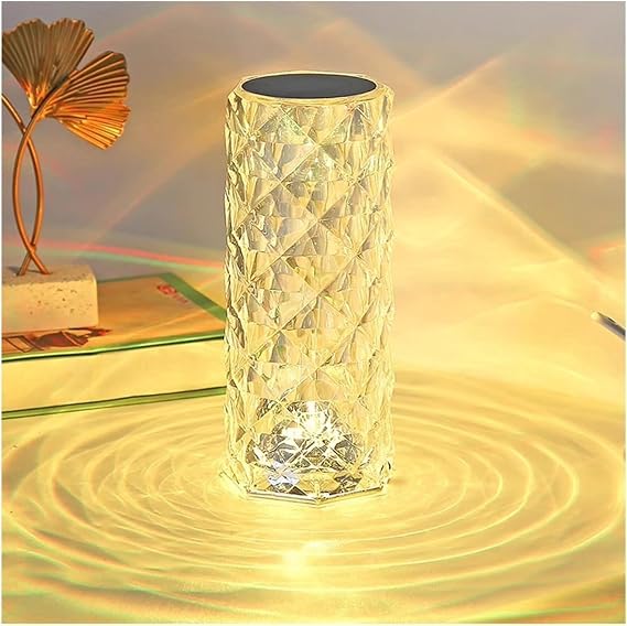 Desk Lamp Crystal Rose Ambiance Table Bedroom Bedside LED Romantic Multi-Color Changing Light
