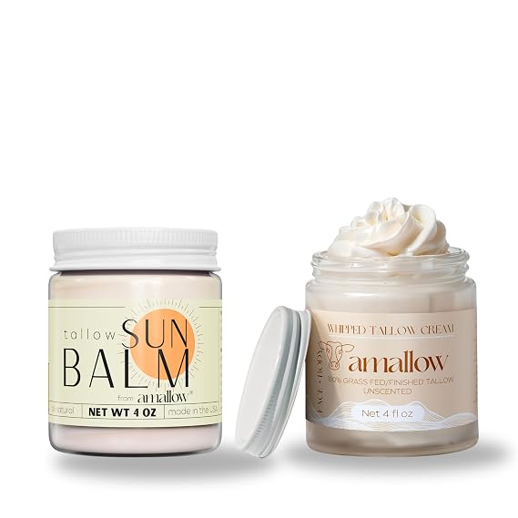 Amallow Unscented Whipped Tallow Cream + Sun Balm Duo