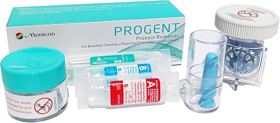 Menicon Progent 1 Treatment Gas Permeable Contact Lens Cleaner, Large Diameter Lens Case and DMV Scleral Contact Lens Remover Inserter Bundle of 3 Items