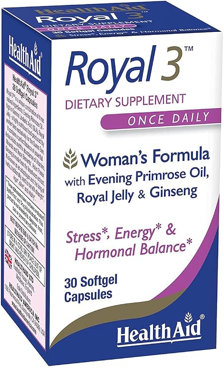 HealthAid Royal 3, with Evening Primrose Oil, Royal Jelly, Ginseng, Once Daily, 30 Capsules