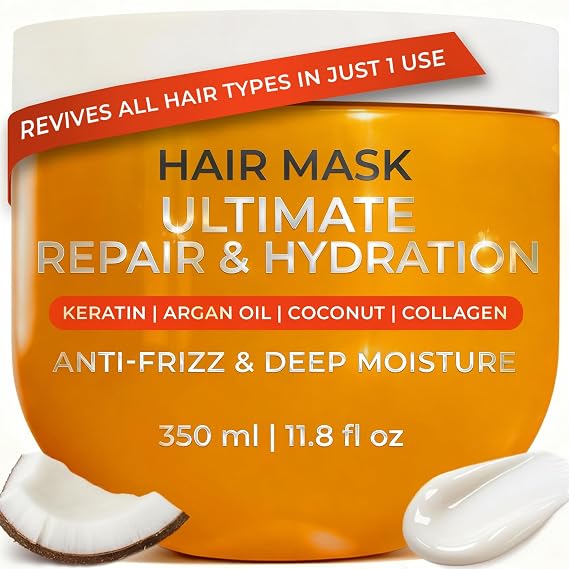 VAO Deep Conditioning Hair Mask for Damaged Hair - Hydrating Hair Mask for Damaged Dry Hair with Argan Oil, Shea Butter, Keratin + Hyaluronic Acid - Hair Repair Treatment for Dry & Color Treated Hair