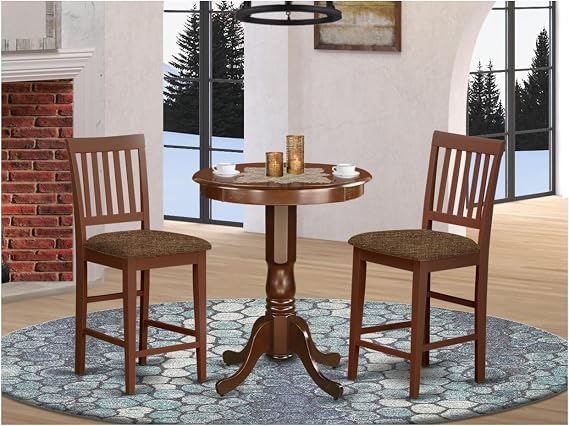 HomeStock Counter Height Dining Set - 3 Piece Table & Chair Set - Modern Kitchen Table with Chairs