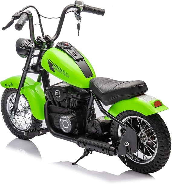 24V Electric Dirt Bike, 250W Electric Motorcycle w/LED Light, Leather Seat- Two Speed Max Up to 14MPH & 60 Minutes Continuous Motorbike for Kids 5-8