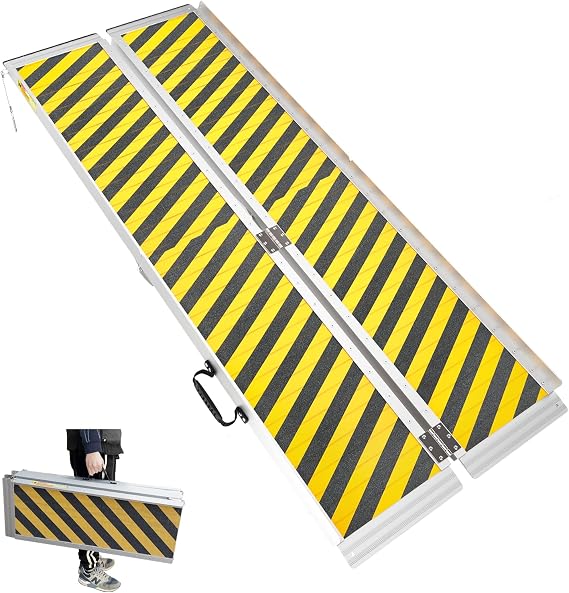 6FT Wheelchair Ramp - Portable, Holds Up to 600 lbs, Lightweight Folding Ramp with Non-Slip Platform for Doorway, Stairs, Curbs
