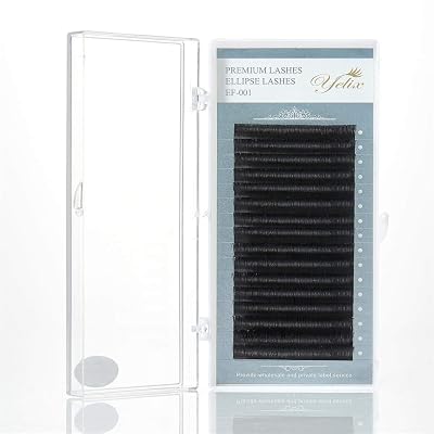 Yelix Premium Super Soft Flat Eyelash Matte Black Ellipse Individual Lash Extension 0.15mm Thickness B Curl 15mm Length