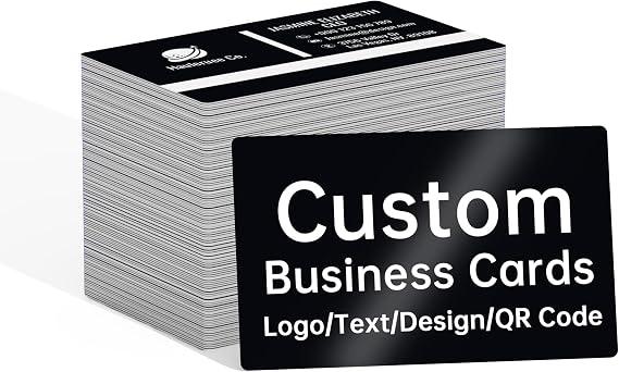 Personalized Metal Business Cards 0.5mm Thick Anodized Black Aluminum Blank Cards for Laser Engraving with Custom Logo/Text/Design, Double Side Customizable, 20-600 Pack (Black)