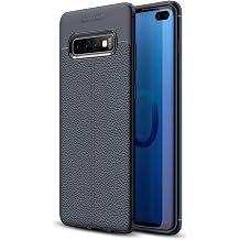 Case for Microsonic Samsung Galaxy S10 Plus Leather Textured Silicone Navy Blue [Case Compatible with Galaxy S10 Plus - Navy Blue]