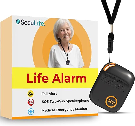 SecuLife GPS Tracker for Elderly with Fall Detection Medical Alert System for Seniors with 24/7 Monitoring, Caregiver App, Lightweight, SOS Panic Button & Assistive Speakerphone for Personal Safety
