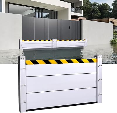 Aluminum Flood Barrier for Home, Reusable Dam Easy Flood Barriers, Garage Door Water Barrier,Quick Flooding Protection Baffle H 15.7Inch L 3.5FT