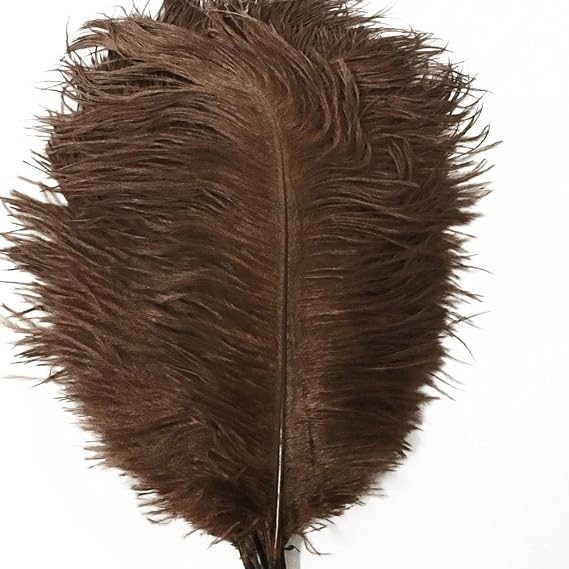 XZEN 17.5"-19.5" Ostrich Feather Plume Decoration DIY Craft Pack of 5 (Brown)