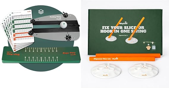 WhyGolf Golf Training Aid Bundle Includes Putting System for Accuracy & Alignment Discs Lite for Swing Path Correction, Consistent Ball Striking, and Improved Swing Control for All Skill Levels