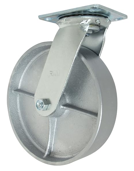 45 Series Plate Caster, Swivel, Cast Iron Wheel, Roller Bearing, 800 lbs Capacity, 4" Wheel Dia, 2" Wheel Width, 5-5/8" Mount Height, 4-1/2" Plate Length, 4" Plate Width