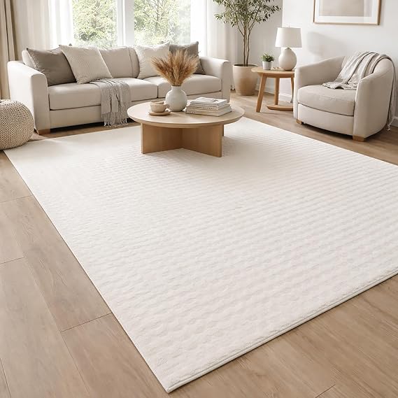 Krem Yumuşak Bubble Kaymaz Özel Taban Peluş Halı Yolluk Yıkanabilir 102