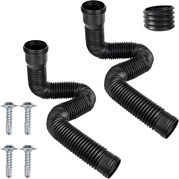 Rain Gutter Downspout Extensions Flexible, Drain Downspout Extender,Down Spout Drain Extender, Gutter Connector Rainwater Drainage,Extendable from 18.5 to 59 Inches, Screws for Included (A-2 Pack)