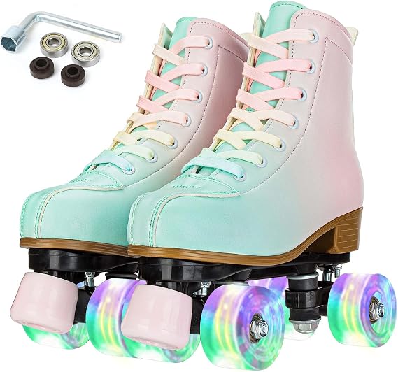 YYW Roller Skates for Girls Women Light Up Roller Skate Double Row
