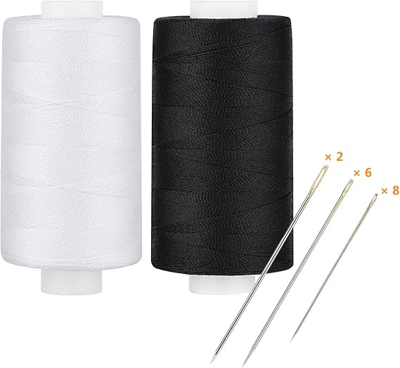 Simthread All Purpose Thread Polyester 400 Yards Each (1 White 1 Black)
