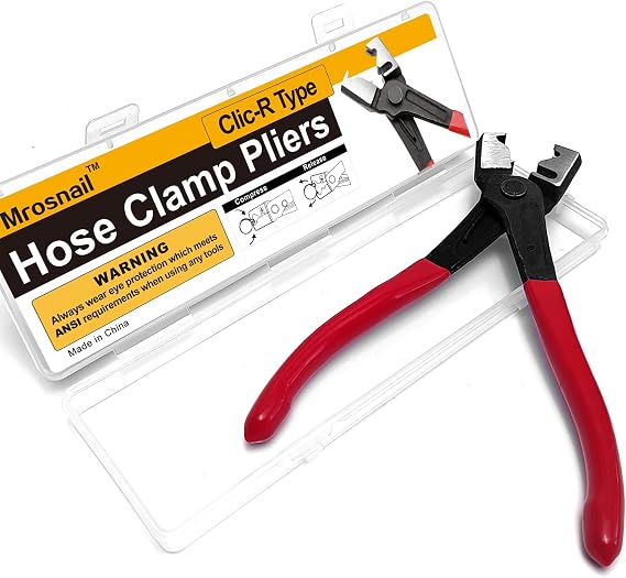 Clic & Clic-R Hose Clamp Pliers for CV Boot, Automotive Fuel EVAP Line Collar Tool, Compatible with Mercedes Benz, BMW, Audi, VW 7" Forged Steel, Non-Slip Grip