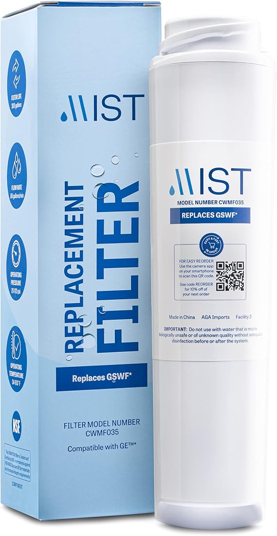 Mist GSWF Water Filter Replacement Compatible with GE Models: GSWFDS, 100749-C, 100810/A, 238C2334P001, Kenmore 46-9914, 1 Pack - Mist