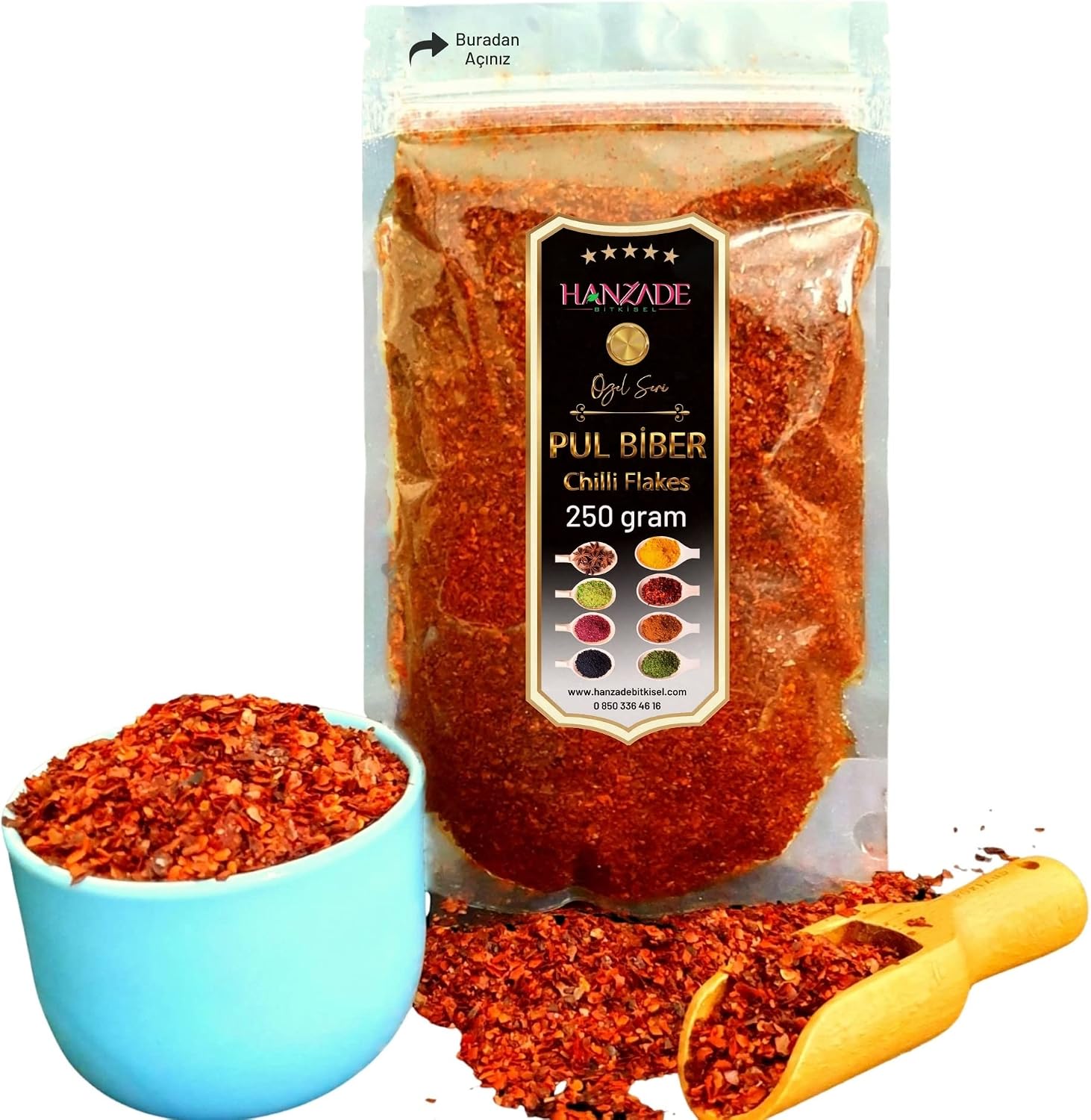 Hanzade Bitkisel Pul Biber İnce Orta Acılı 250 Gr