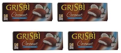 Vicenzi:  Grisbi Coconut  Coco cream biscuits 5.29 Ounce 150gr Packages Pack of 4 [ Italian Import ]