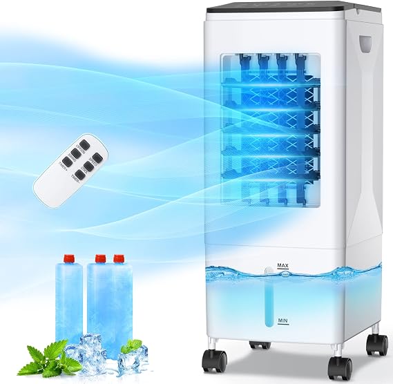 Portable Air Conditioner, 3 in 1 Portable Air Conditioner, Humidifier, 3 Wind Speeds & 60° Oscillation Remote Control, 5.5L Water Tank, 1-7 Hours Timer, Portable AC for Home Office