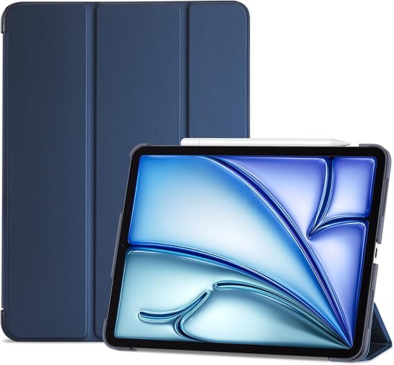 ProCase for iPad Air 11-inch Case M4/M3/M2, Air 5th/4th Gen 10.9,Navy | Pencil Compatible, iPad Air Case 2026/2025/2024/2022/2020, Hard Frosted Back, Slim Trifold Stand Cover, Auto Sleep/Wake
