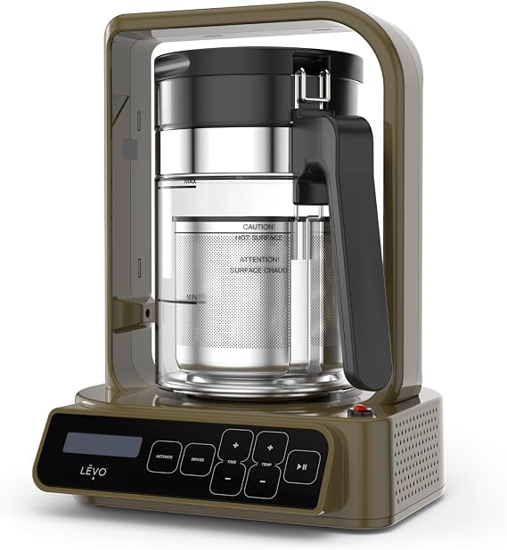 LEVO C - Herbal Oil and Butter Infusion Machine for Large Batches - Botanical Decarboxylator & Oil Infuser Machine - Mess-Free & Easy to Use - Make Infused Gummies, Brownies, Cookies - Chestnut Brown